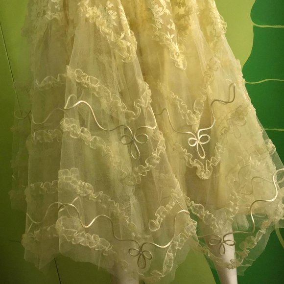 Rare Vintage 50s yellow dress Rockabilly lace bolero cocktails - Picture 4 of 16